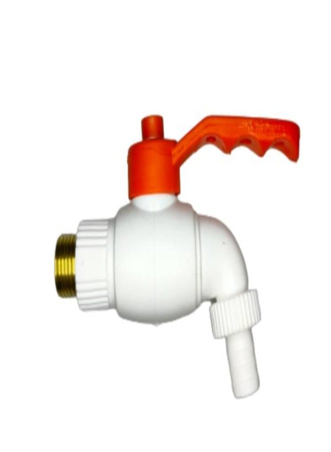 JES Plastic Heavy Duty White Turkey Nozzle Bib Cock Tap for Bathroom Kitchen & Garden Single Piece Faucet Set - Image 1